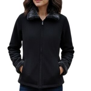 NWOT black jacket, A. Giannetti, teddy coat, faux fur jacket, zipper jacket,